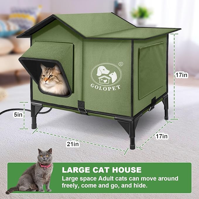 Heated Cat House with Thermostat - Warm, Weatherproof Shelter That Keeps Your Cat Cozy All Winter