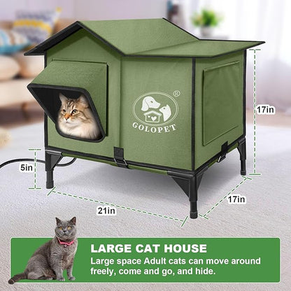 Heated Cat House with Thermostat - Warm, Weatherproof Shelter That Keeps Your Cat Cozy All Winter