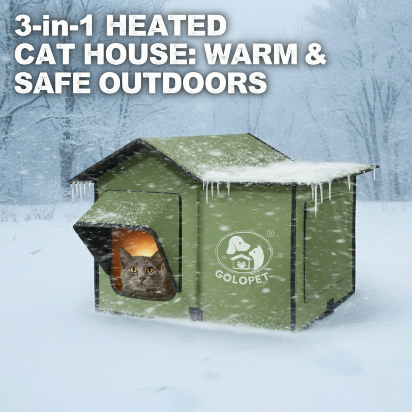 Heated Cat House with Thermostat - Warm, Weatherproof Shelter That Keeps Your Cat Cozy All Winter